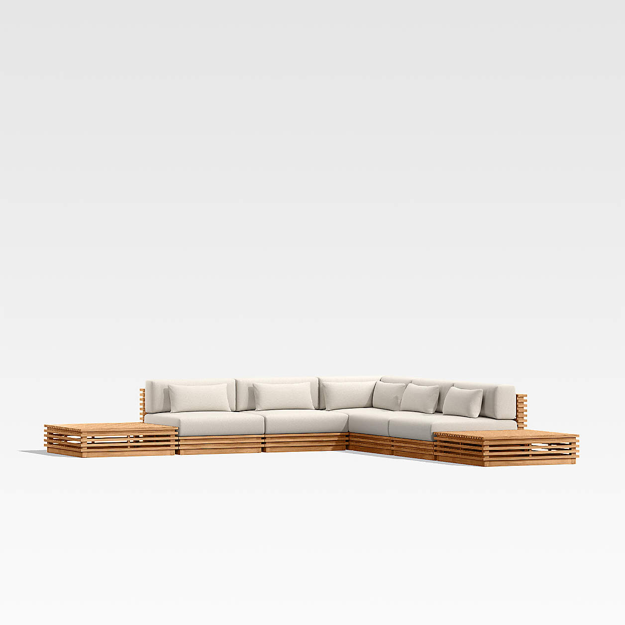 Batten 7Piece LShaped Teak Outdoor Sectional Sofa with Side Coffee