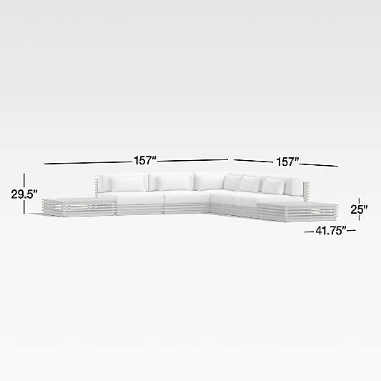 Batten 7-Piece L-Shaped Teak Outdoor Sectional Sofa with Side Coffee Tables & Charcoal Cushions