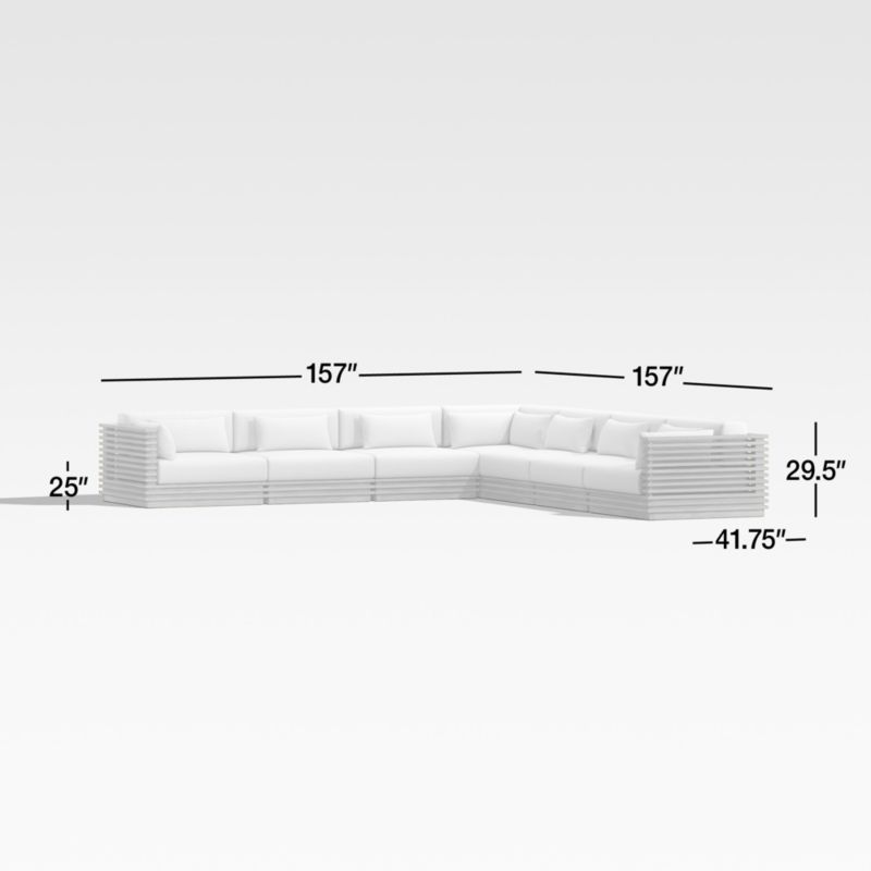 View Batten 7-Piece L-Shaped Teak Outdoor Sectional Sofa with Charcoal Cushions - image 3 of 11