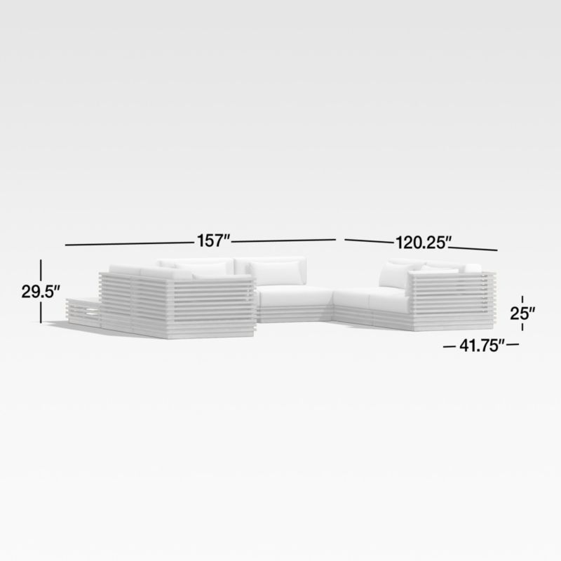 Batten 8-Piece U-Shaped Teak Outdoor Sectional Sofa with Corner Coffees Table & Oat Cushions