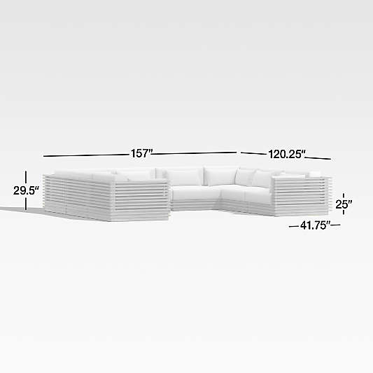 Batten Natural Teak 8-Piece U-Shaped Outdoor Sectional Sofa with Oat Cushions