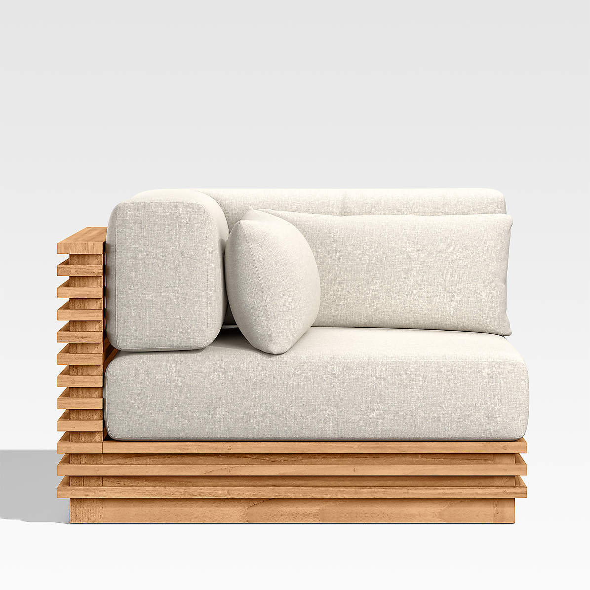 Batten Outdoor Corner Chair with Oat Cushions Crate Barrel Canada