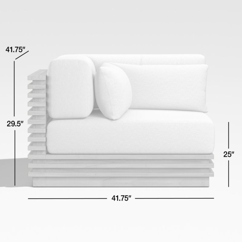 Batten Teak Outdoor Corner Chair with Oat Cushions