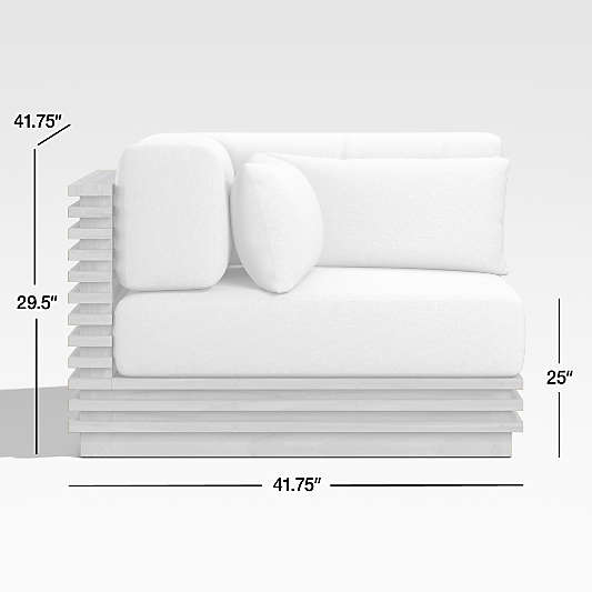 Batten Teak Outdoor Corner Chair with Oat Cushions