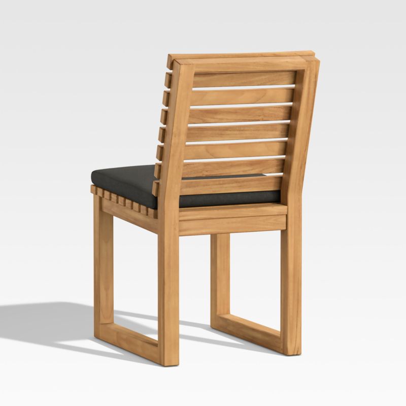 Batten Teak Dining Side Chair with Charcoal Cushions - image 8 of 9