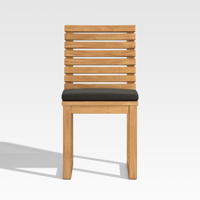 Batten Teak Dining Side Chair with Charcoal Cushions - image 0 of 9