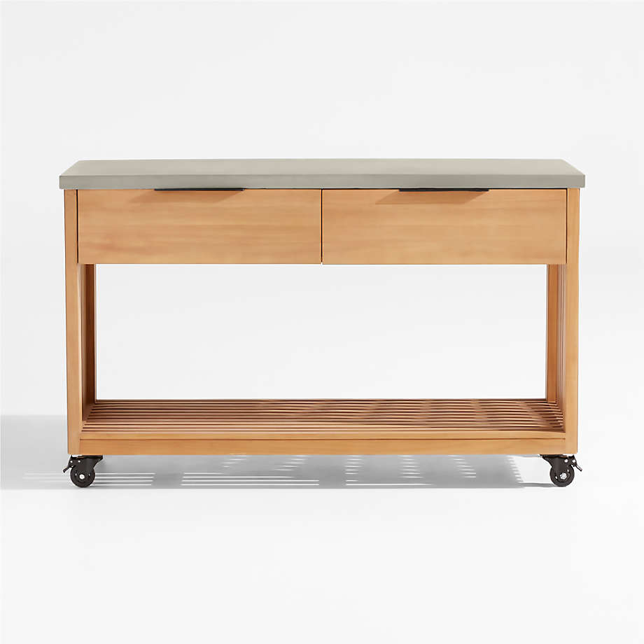 Batten Teak Outdoor Kitchen Island + Reviews Crate & Barrel