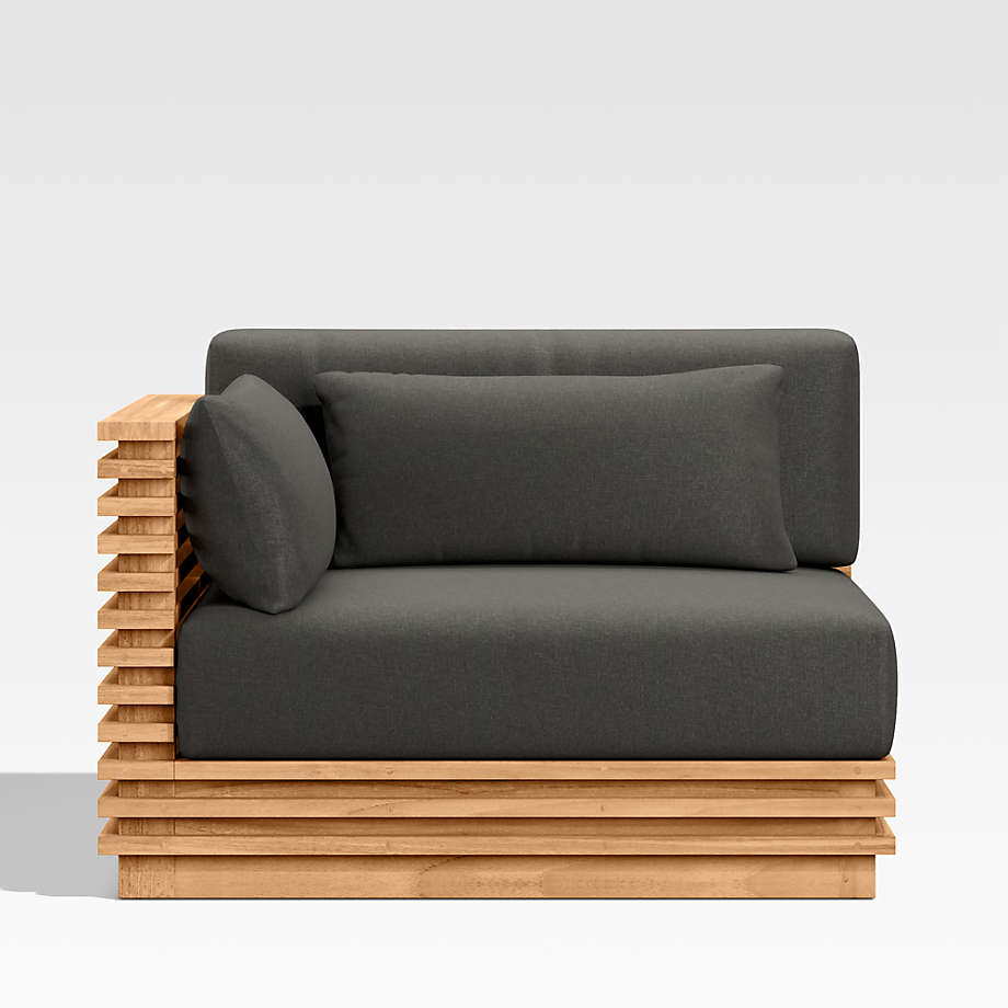 Batten Teak Outdoor Sectional Chair with Charcoal Cushions + Reviews
