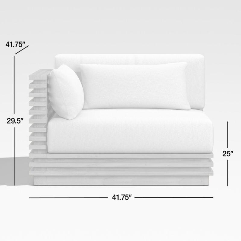 Batten Teak Outdoor Sectional Chair with Oat Cushions