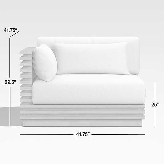 Batten Teak Outdoor Sectional Chair with Oat Cushions