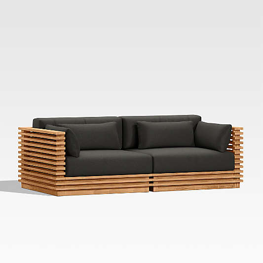 Batten Outdoor Sofa with Charcoal Cushions