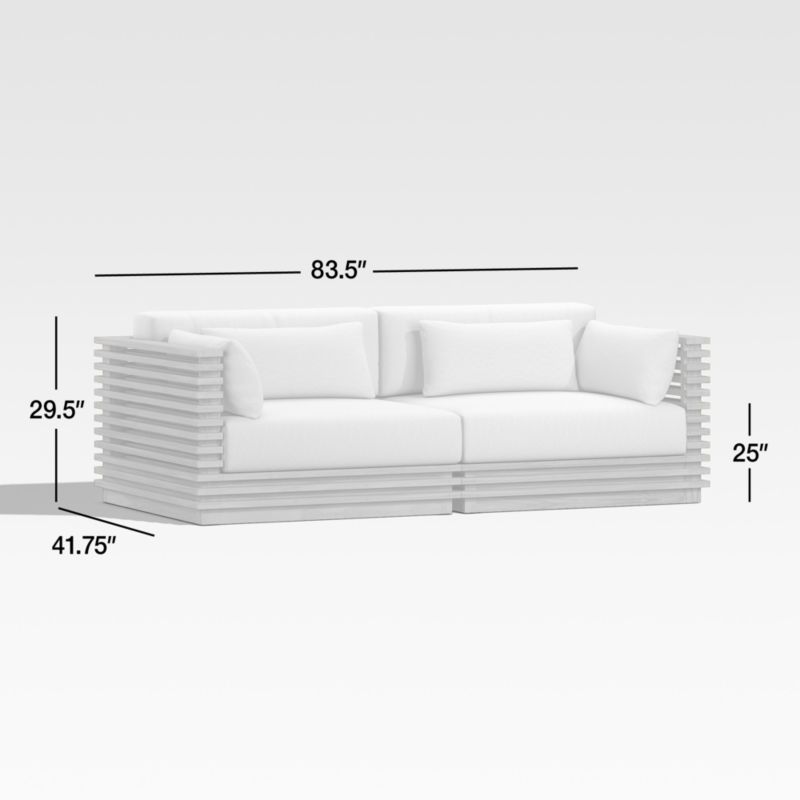 View Batten 83" Teak Outdoor Loveseat with Oat Cushions - image 3 of 12