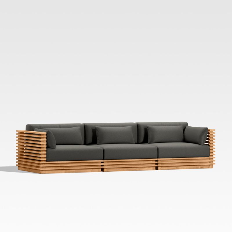 Batten 120" Teak Outdoor Sofa with Charcoal Cushions - image 7 of 9