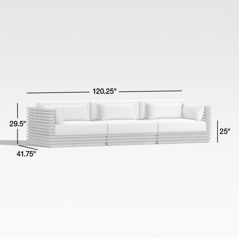 Batten 120" Teak Outdoor Sofa with Oat Cushions