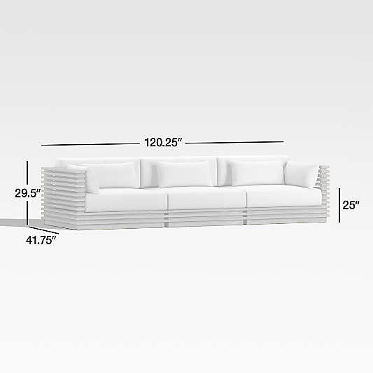 Batten 120" Teak Outdoor Sofa with Charcoal Cushions