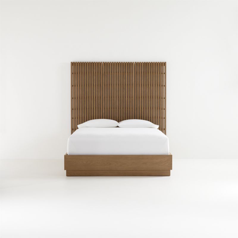 Batten Brown Oak King Plinth-Base Bed and Batten Panels - image 2 of 7