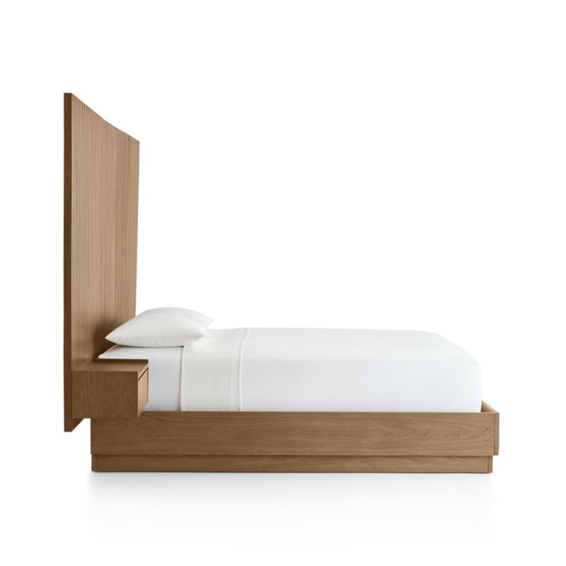 Batten Brown Oak Bed Base with Panels and Nightstands - image 5 of 6