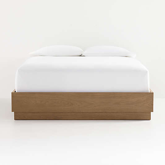 Batten Brown Oak King Plinth-Base Bed