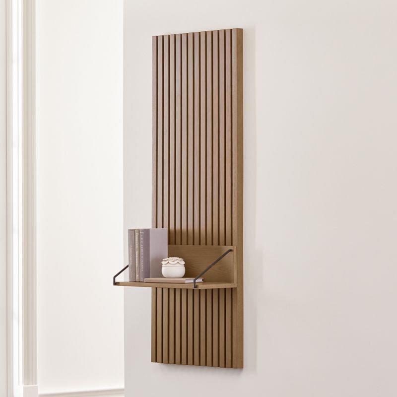 Batten Brown Oak Reversible Storage Wall Shelf