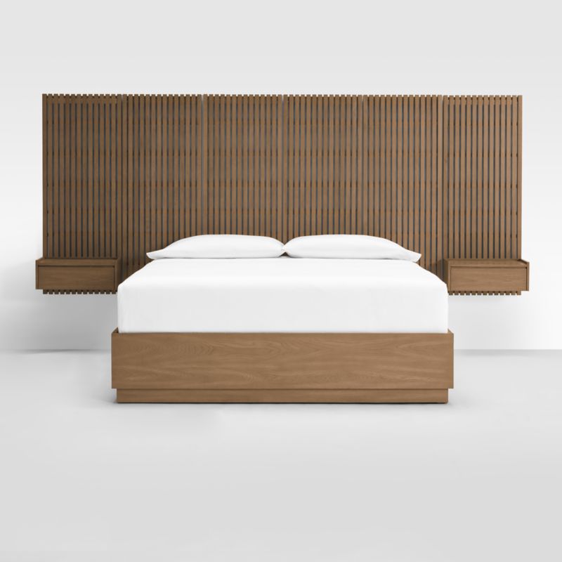 Batten Brown Oak King Plinth-Base Storage Bed, Panels and Nightstands - image 0 of 8