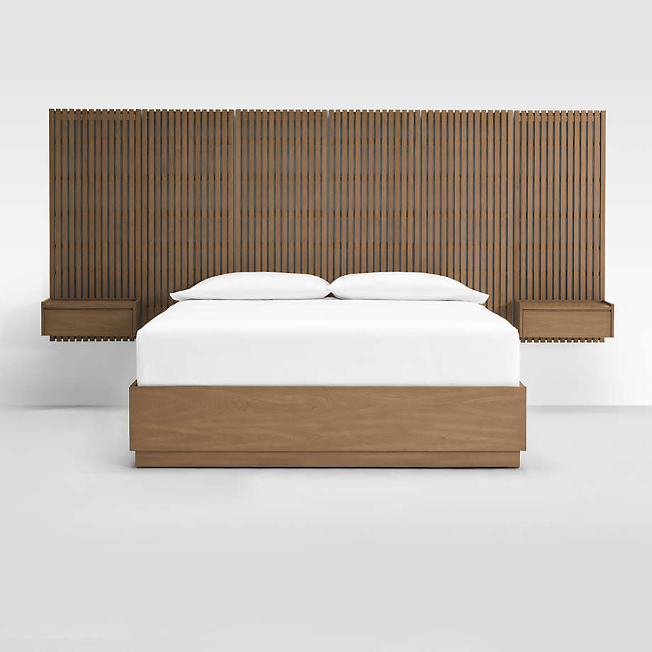Batten Brown Oak King PlinthBase Storage Bed Frame, Panels and
