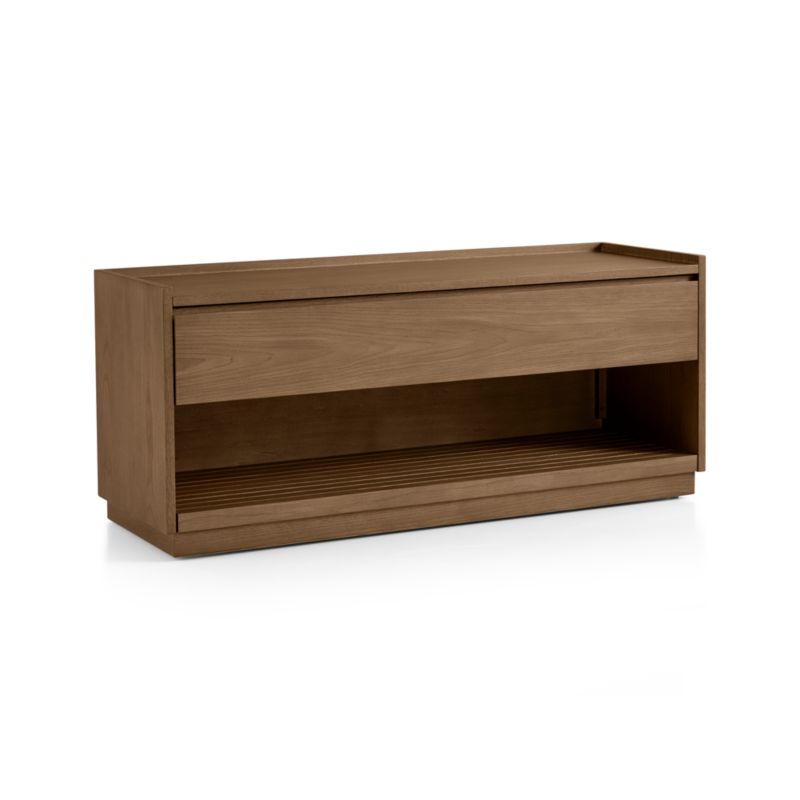 Batten Brown Oak Storage Bench