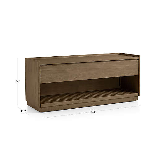 Batten Brown Oak Storage Bench