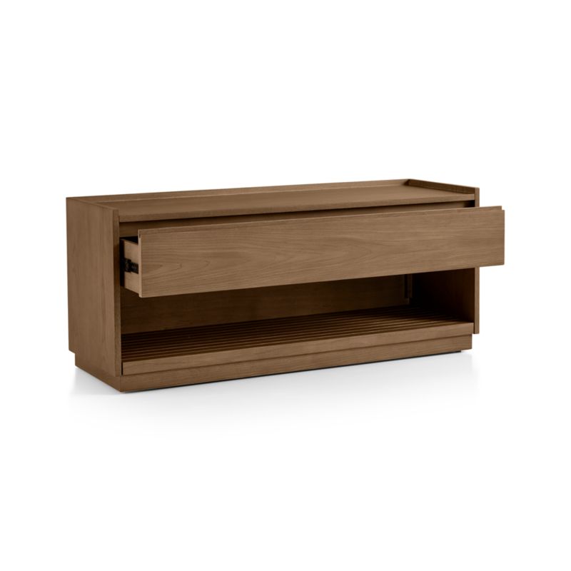 Batten Brown Oak Storage Bench