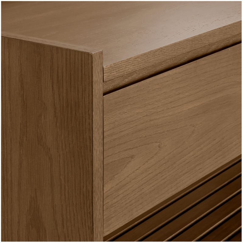 Batten Brown Oak Storage Bench