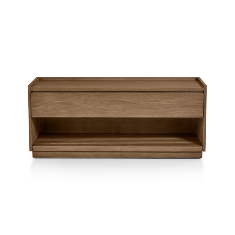 Batten Brown Oak Storage Bench