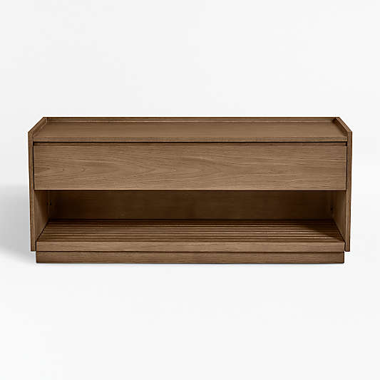 Batten Brown Oak Storage Bench