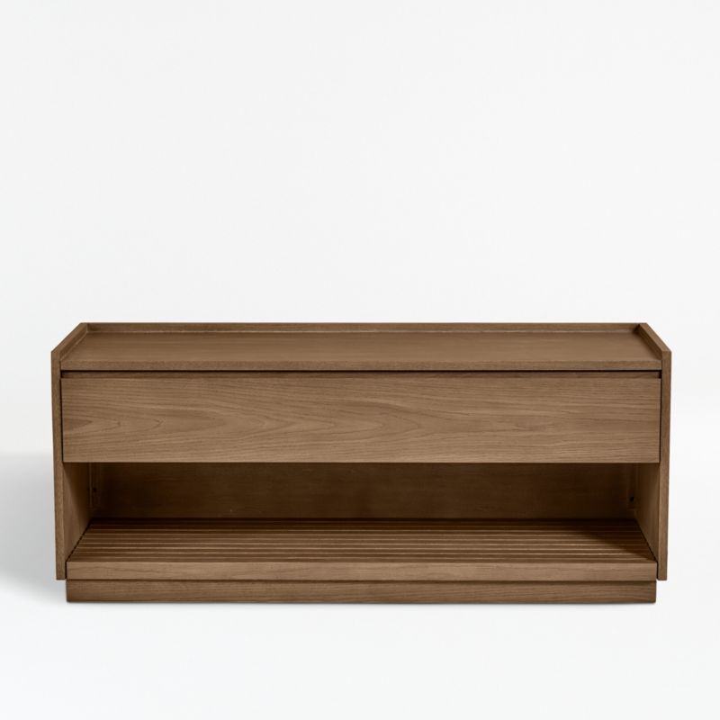 Batten Brown Oak Storage Bench