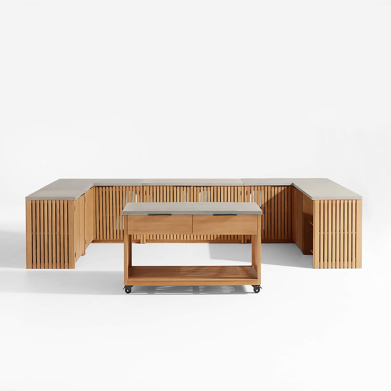 Batten U-Shaped Outdoor Kitchen Set with Island | Crate & Barrel Canada