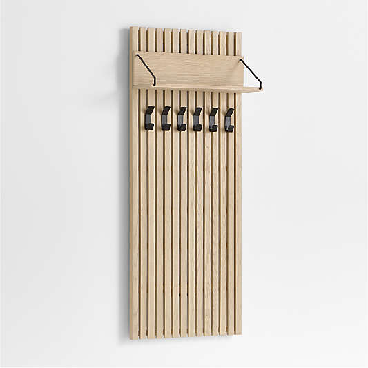 Batten 60" White Oak Panel with Reversible Shelf and Hooks