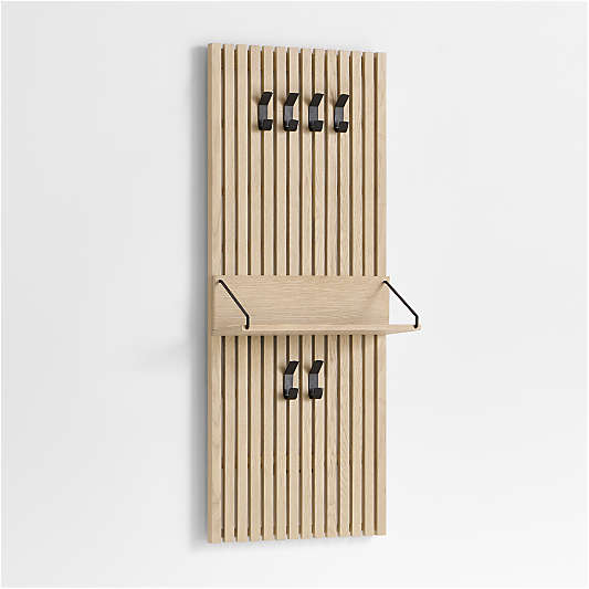 Batten 60" White Oak Panel with Reversible Shelf and Hooks