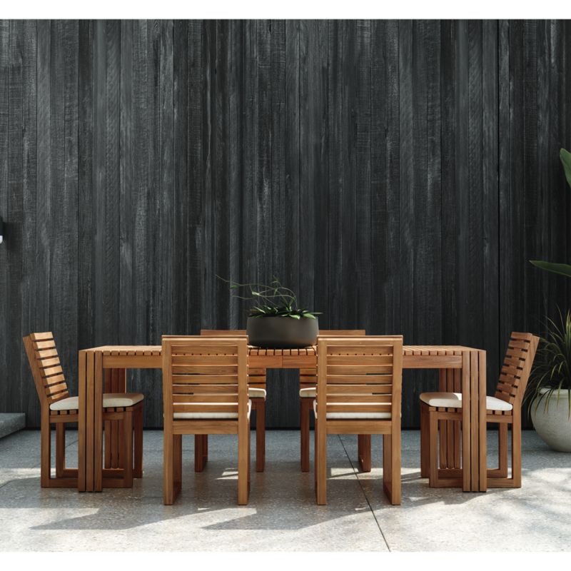 Batten 86 110 Extendable Teak Outdoor Dining Table Reviews Crate Barrel