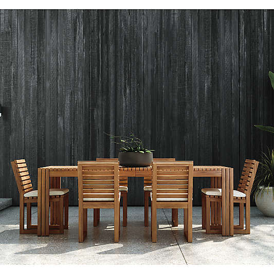 Batten 86"-110" Natural Teak Extendable Outdoor Dining Table