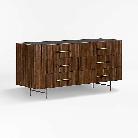 Baylor 64.5" Brown Oak 6-Drawer Dresser