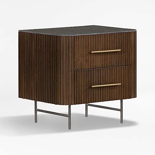 Baylor 26" Brown Ribbed Solid Oak Wood Nightstand