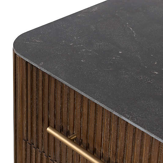 Baylor 26" Brown Ribbed Solid Oak Wood Nightstand