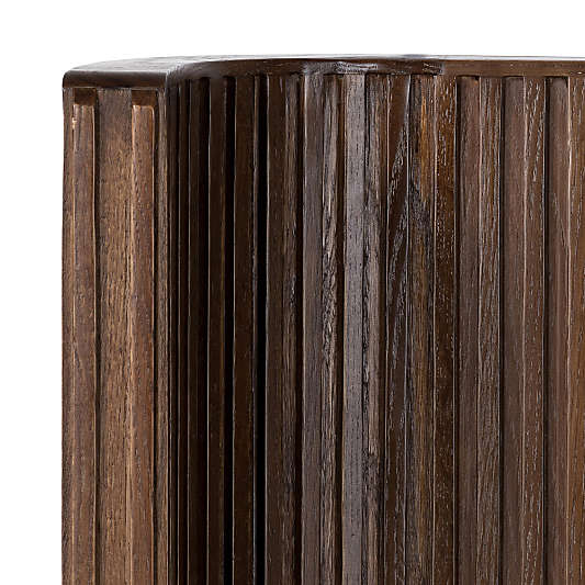 Baylor Brown Ribbed Solid Oak Wood King Bed
