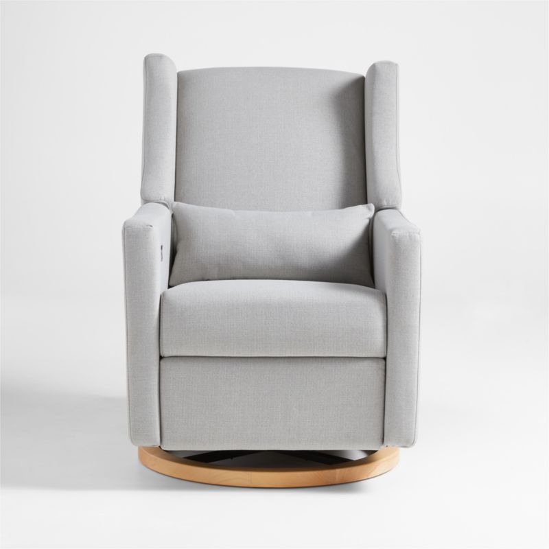 Babyletto Kiwi Grey Nursery Power Glider Recliner Chair with Natural Wood Base - image 3 of 12