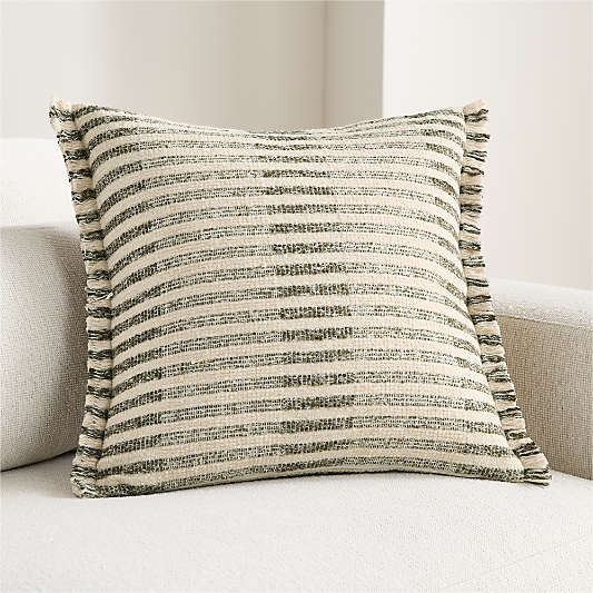 Bibury Wool Blend 20"x20" Burnt Green Throw Pillow Cover