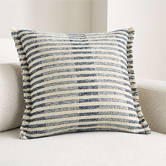 Bibury Wool Blend 20"x20" Deep Indigo Throw Pillow Cover