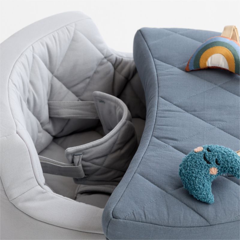 Organic Washable Blue Baby Activity Chair with Lunar Sun Baby Rattle Set - image 4 of 7