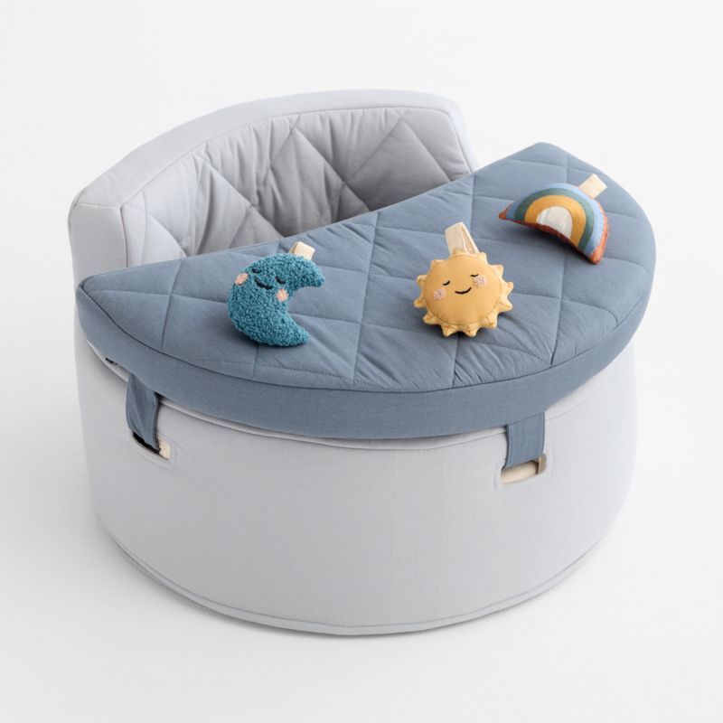 Organic Washable Blue Baby Activity Chair with Lunar Sun Baby Rattle Set - image 3 of 7