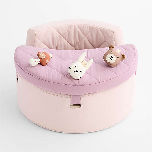 Organic Washable Purple Baby Activity Chair with Woodland Baby Rattle Set
