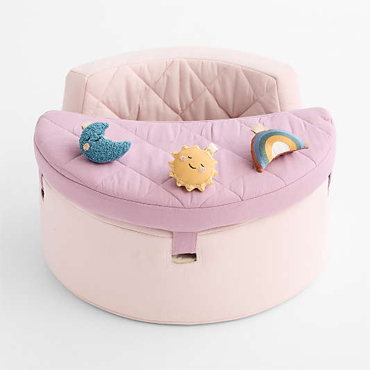 Organic Washable Purple Baby Activity Chair with Lunar Sun Baby Rattle Set