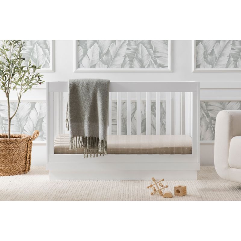 Babyletto Harlow White Acrylic 3-in-1 Convertible Baby Crib with Toddler Bed Conversion Kit - image 3 of 13