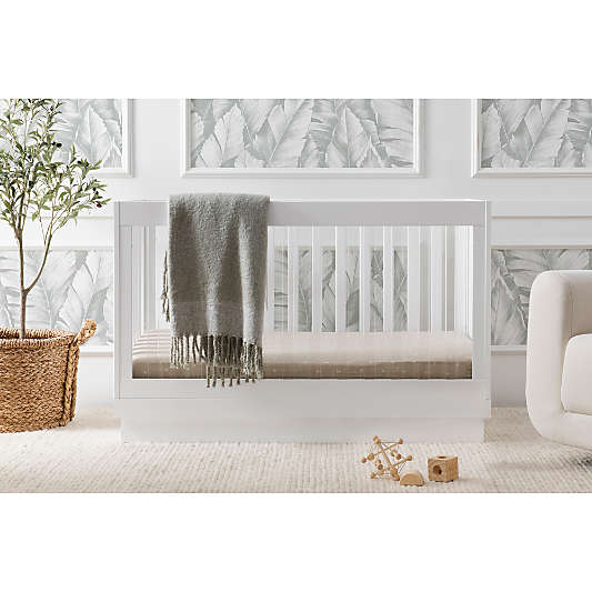 Babyletto Harlow White Acrylic 3-in-1 Convertible Baby Crib with Toddler Bed Conversion Kit